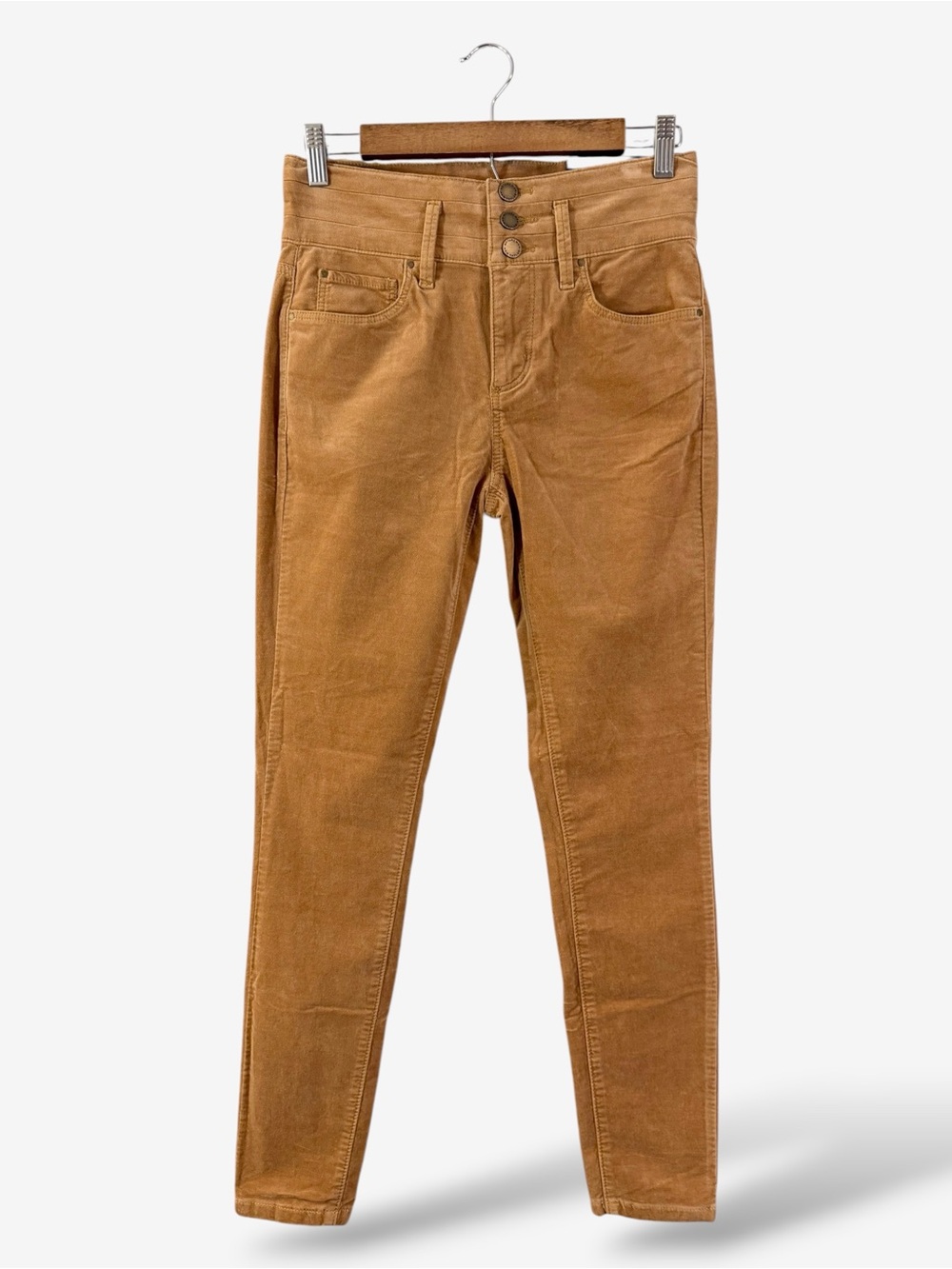 Ann Taylor High Rise Skinny Velveteen Pants Size 2 Camel Brown Preppy Casual